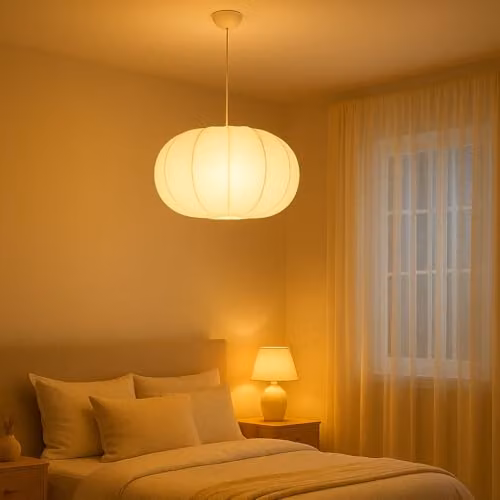 CGC Lighting Modern Oval Ribbed Cotton Fabric Lampshade in Beige – 4