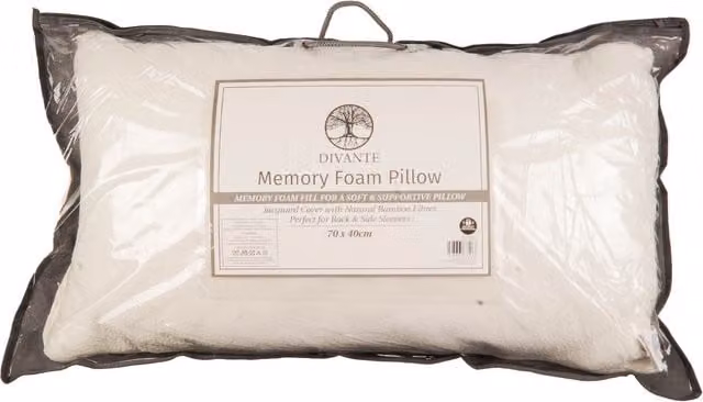 Divante Soft Memory Foam Pillow with Bamboo Cover in White