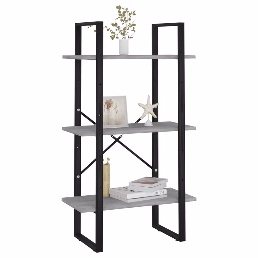 Berkfield Home Industrial Storage Shelf in Concrete Grey with Adjustable Shelves, W/D/H: 60 x 30 x 105 cm – 3