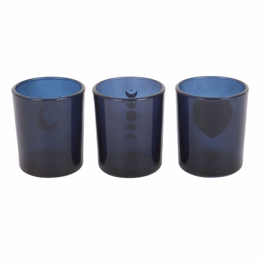 Something Different Moon Phases Glass Candle Holder Pack of 3 in Blue – 2