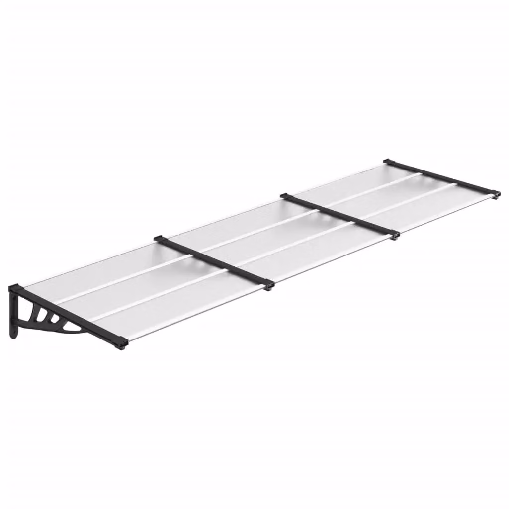 Berkfield Home Polycarbonate and Aluminium Door Canopy in Black and Transparent, W: 297.5 cm, D: 90 cm – 2