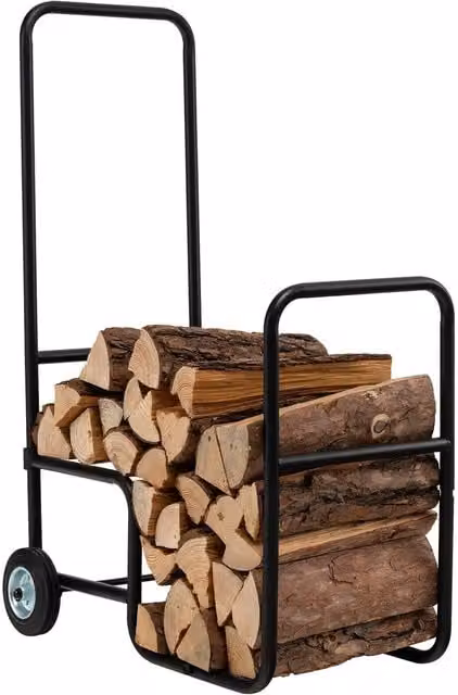Costway Firewood Cart Rolling Log Carrier with Durable Rubber Wheels in Black – 1