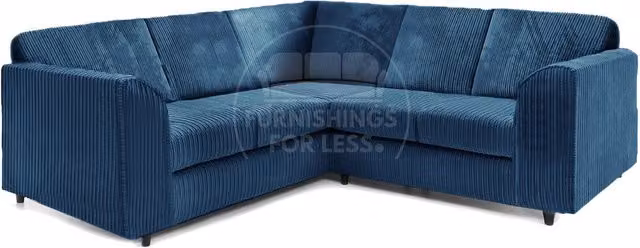Furnishings For Less UK Ferguson 5 Seater L-Shaped Corner Sofa in Blue Jumbo Cord Fabric