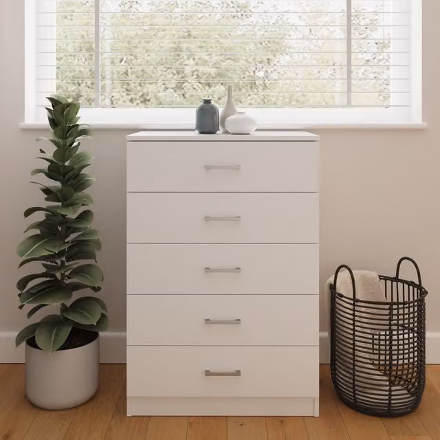 GFW Bailey 5 Drawer Chest in White