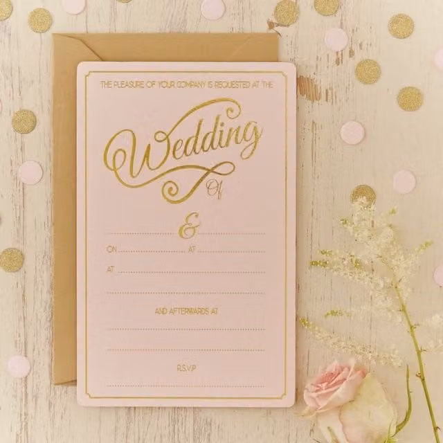 KDMD Pink and Gold Paper Wedding Invitations for Adults