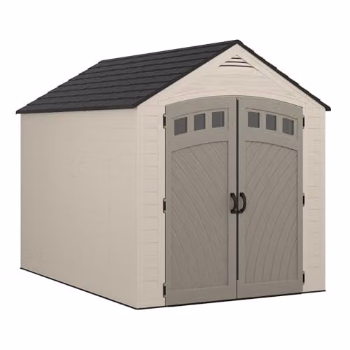 Rowlinson Suncast Vista Shed in Grey and Black with Window and Shelving – 1