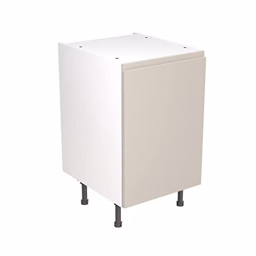 KITCHEN KIT Light Grey Gloss Flatpack Base Cabinet with J-Pull Soft Close Doors, W/D/H: 50 x 50 x 87 cm