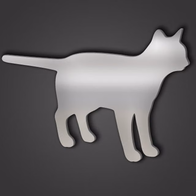 Cat Style 7 Silver Acrylic Wall Mirror in Silver