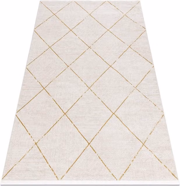 RugsX Duke Yellow Rectangular Rug with High-Low Effect and Fringes, W: 120 cm, L: 170 cm