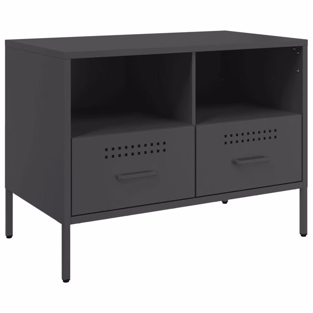 Berkfield Home Black Metal TV Cabinet W: 68 cm, D: 39 cm, H: 50.5 cm – 3