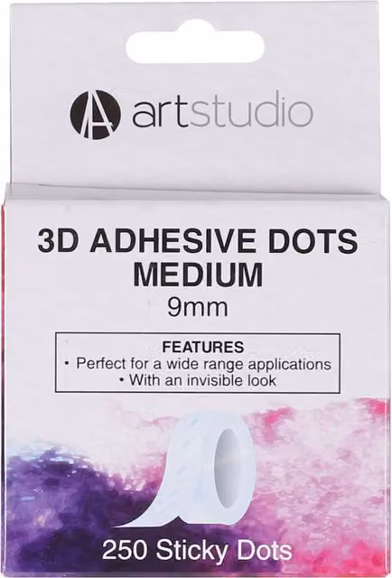 Art Studio 3D Adhesive Dots, Transparent, Pack of 250, Diameter: 9 mm