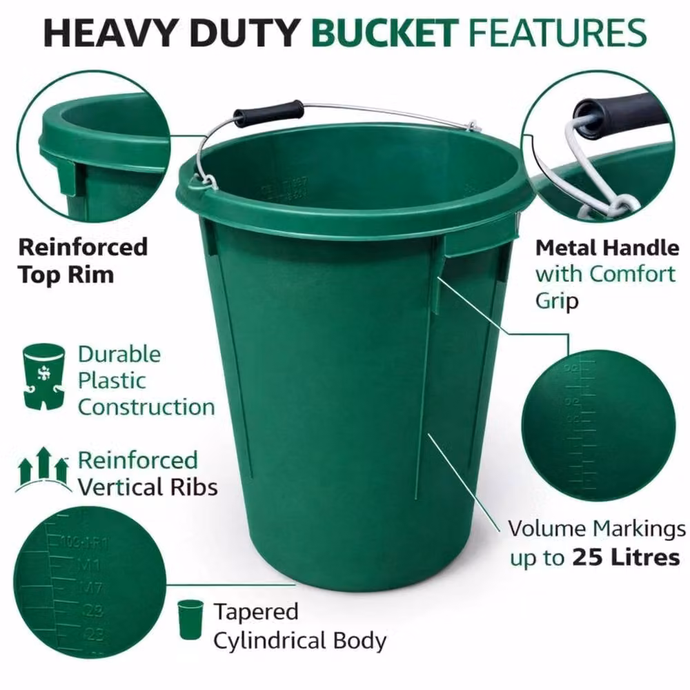 Spetlek Green Plastic 25L Plasterers Builders Bucket – 3