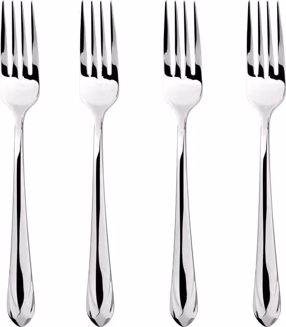 Glim & Glam Versailles 18/8 Stainless Steel Dinner Fork Set, 4 Pieces, Silver