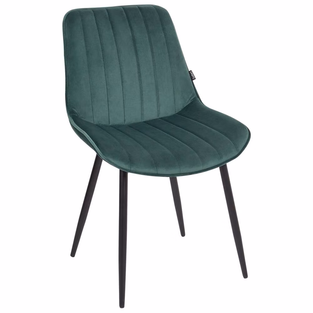 Wyld and Coco Set of 2 Emerald Green Velvet Armless Dining Chairs with Black Metal Legs – 3