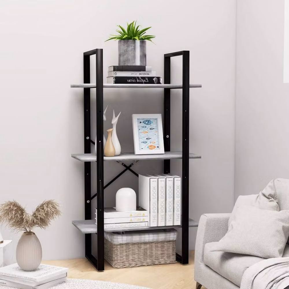 Berkfield Home Industrial Storage Shelf in Concrete Grey with Adjustable Shelves, W/D/H: 60 x 30 x 105 cm – 2