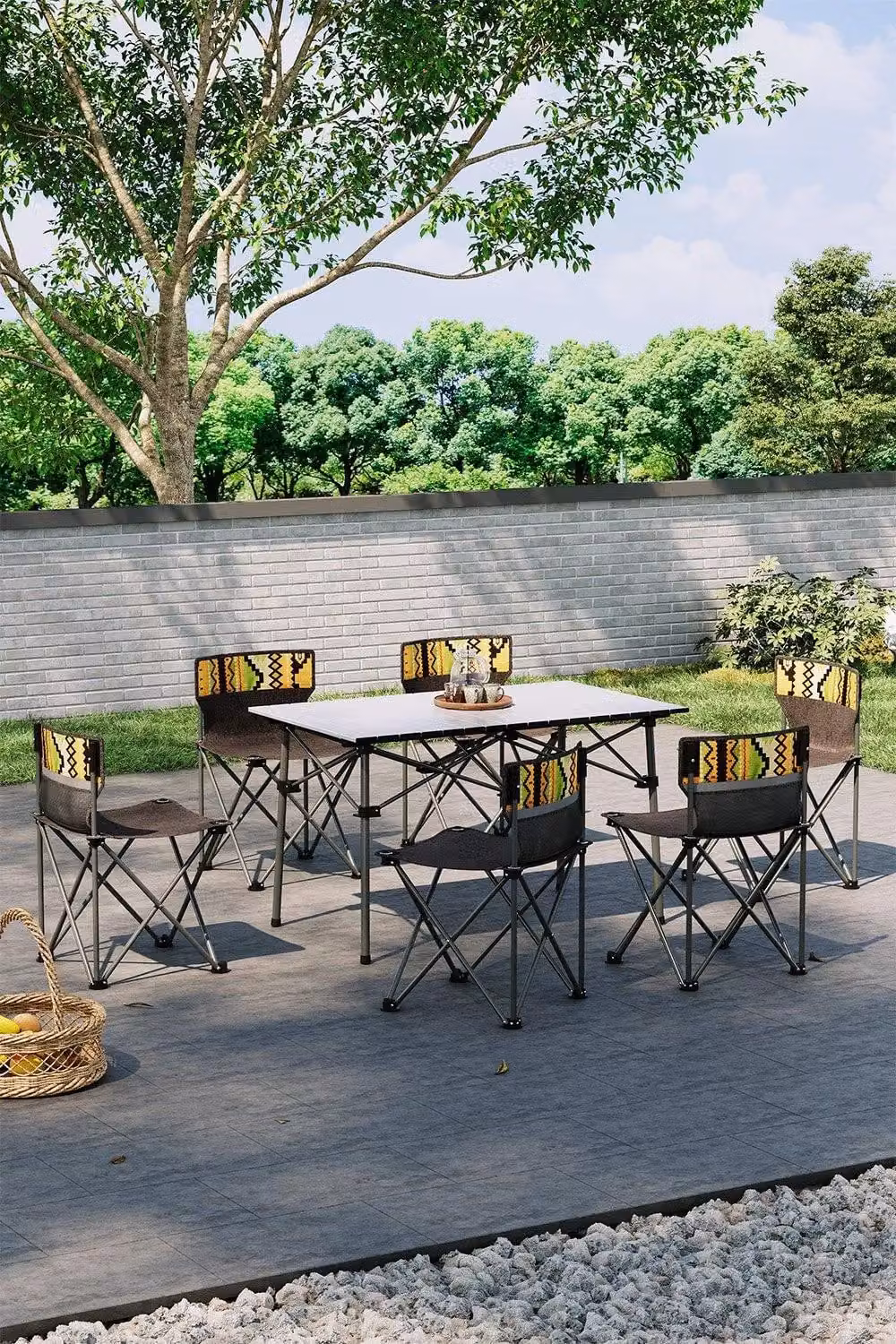 Garden Sanctuary 7 Piece Portable Folding Camping Table and Chairs Set in Black – 2