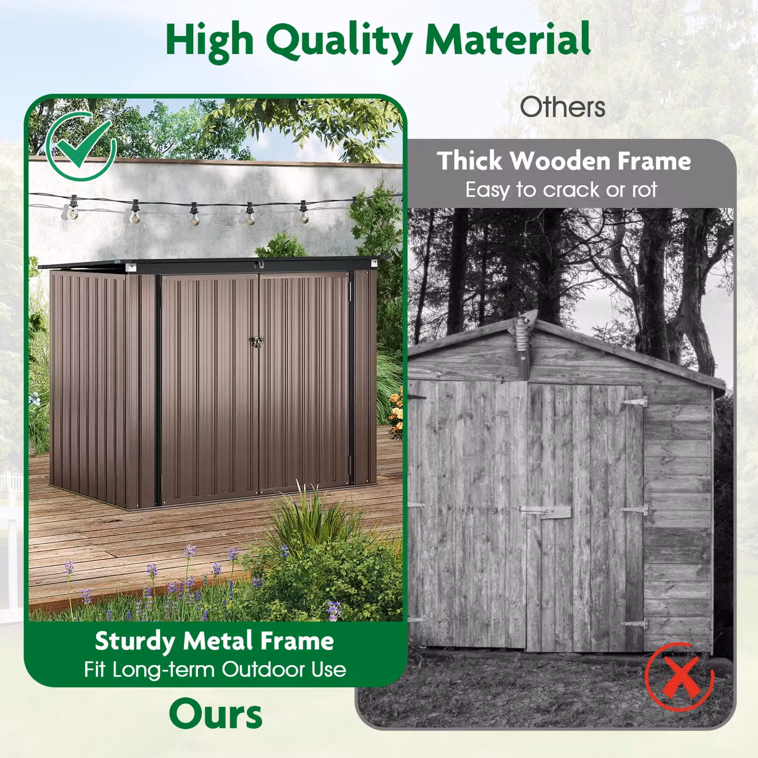 Gymax Metal Bin Store Storage Shed with Double Openings, Light Grey, W: 95 cm, D: 172 cm, H: 130 cm – 5