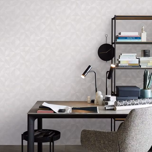 Anaglypta Highlights Vogue RD8142 Grey and White Abstract Geometric Modern Wallpaper Roll