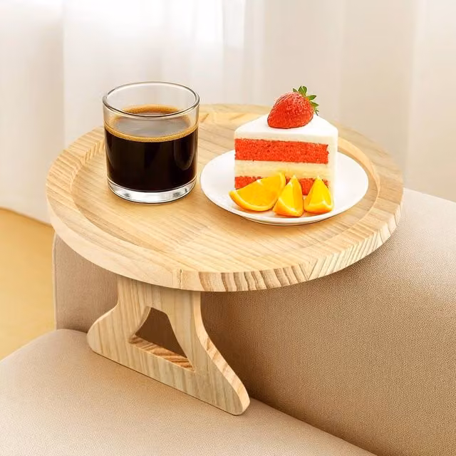 Havendro Foldable Wooden Sofa Armrest Tray in Sand – 1