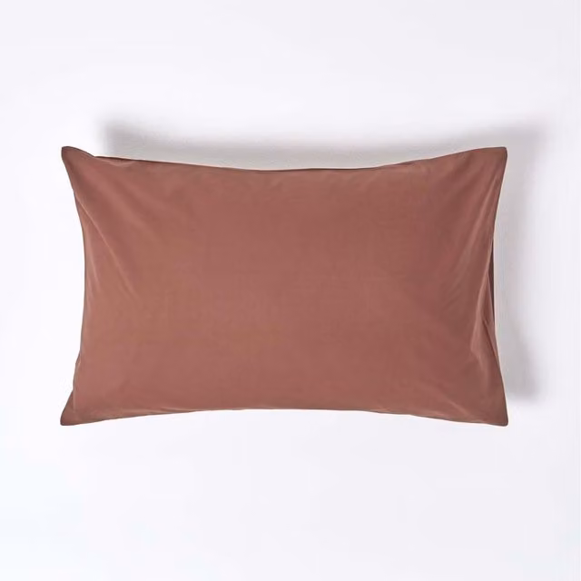 Homescapes 200 Thread Count Egyptian Cotton Percale Housewife Pillowcase, Brown, W: 74 cm, D: 48 cm