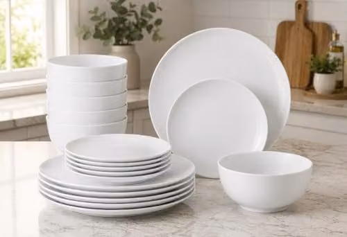 Waterside 18pc Vermont White Porcelain Dinner Set