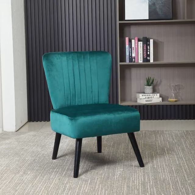 Neo Shell Accent Chair in Green Crushed Velvet