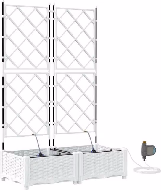 Berkfield Home Garden Planters with Water Irrigation System, 2 Pack, White
