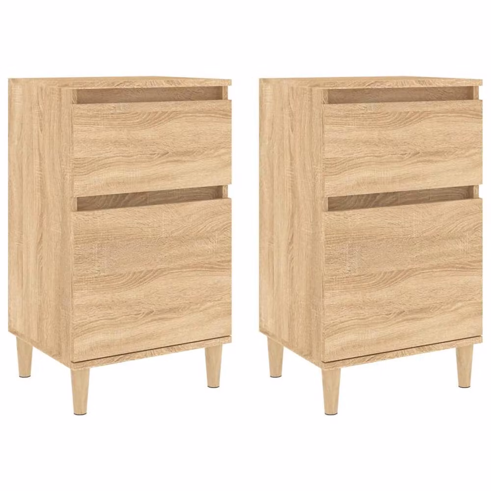 Berkfield Home Elegant Bedside Cabinets, 2 Piece Set, Sonoma Oak, Brown, W/D/H: 40 x 35 x 70 cm – 2