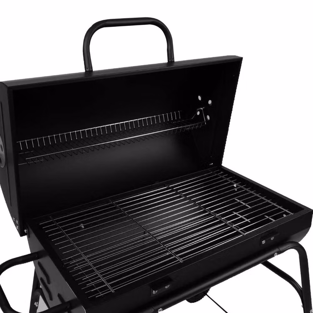 Trendi Charcoal BBQ Grill and Smoker Barrel Barbecue in Black with Warming Rack and Wheels – 8