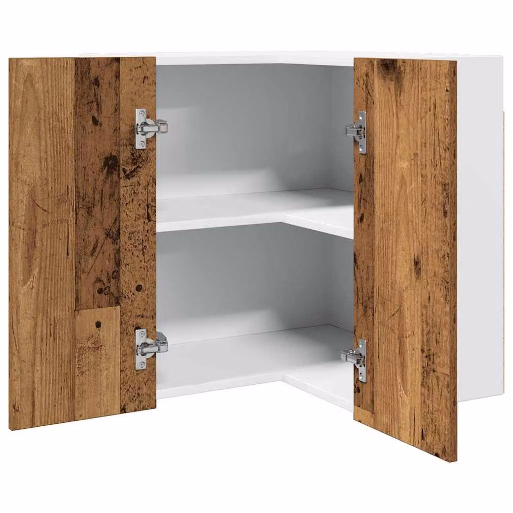 Berkfield Home Lyon Wall Mounted Corner Cabinet in Old Wood Brown, W/D/H: 57 x 57 x 60 cm – 1