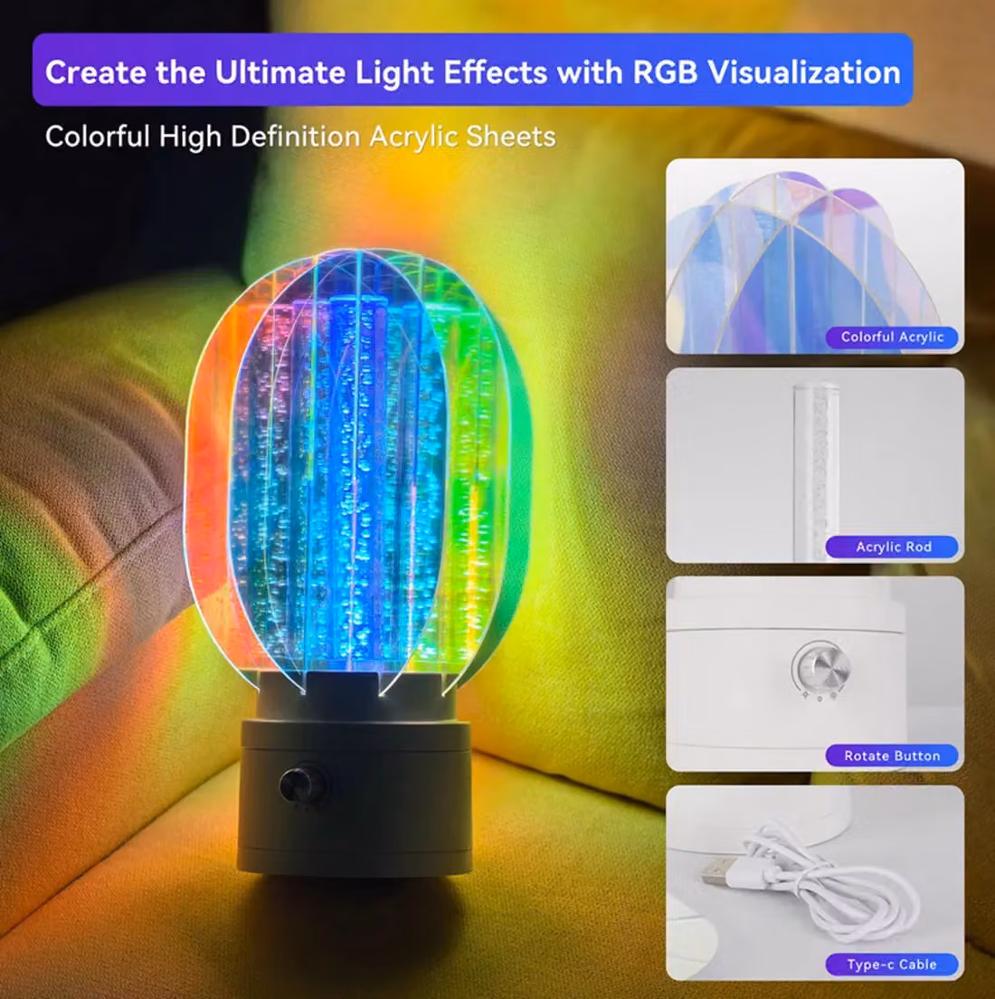 Leaper Rotating Aurora Ambient Night Light in Multicolour – 4
