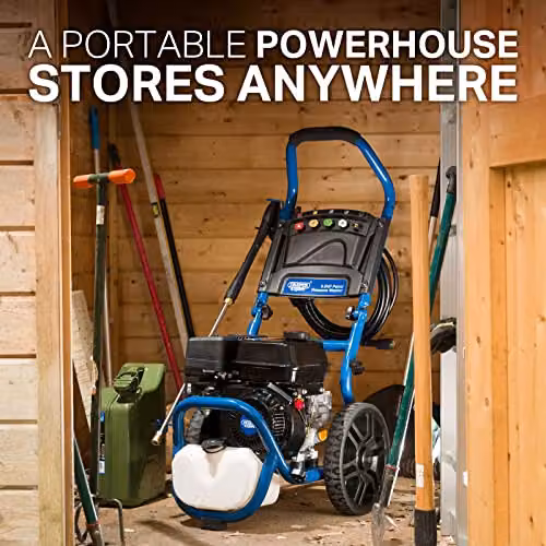 Draper Expert 186 Bar Petrol Pressure Washer in Blue with Accessories – 3