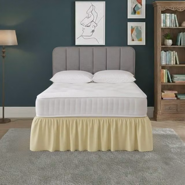 Snug City Double Polycotton Divan Bed Base Valance Sheet in Yellow – 1