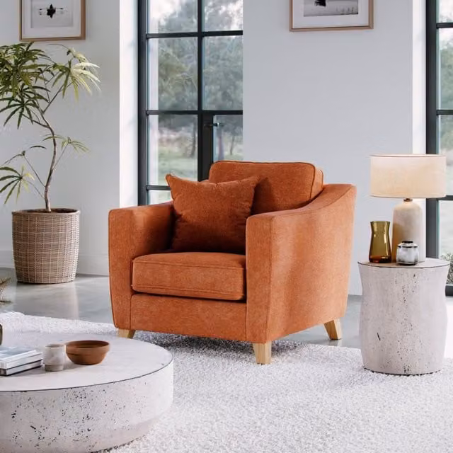 The Great Sofa Company Jackson Chenille Fabric Armchair in Orange – 1
