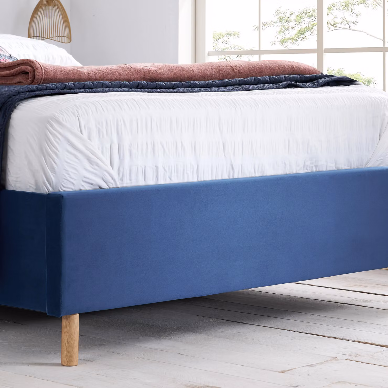 Birlea Loxley Velvet Fabric Ottoman Bed Frame in Blue, King Size (180 x 200 cm) – 4