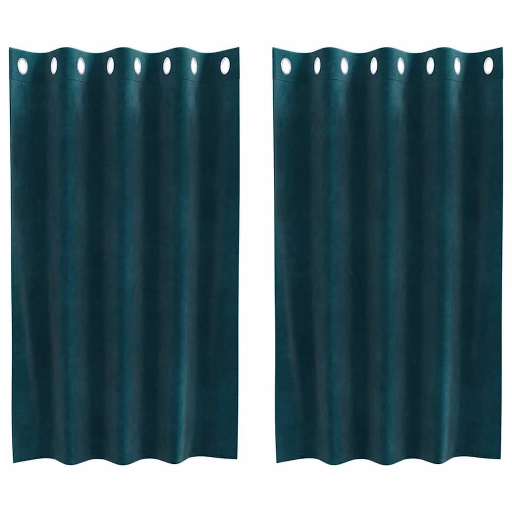 Berkfield Home Dark Green Velvet Blackout Curtains with Eyelets, 2 Pack – 3