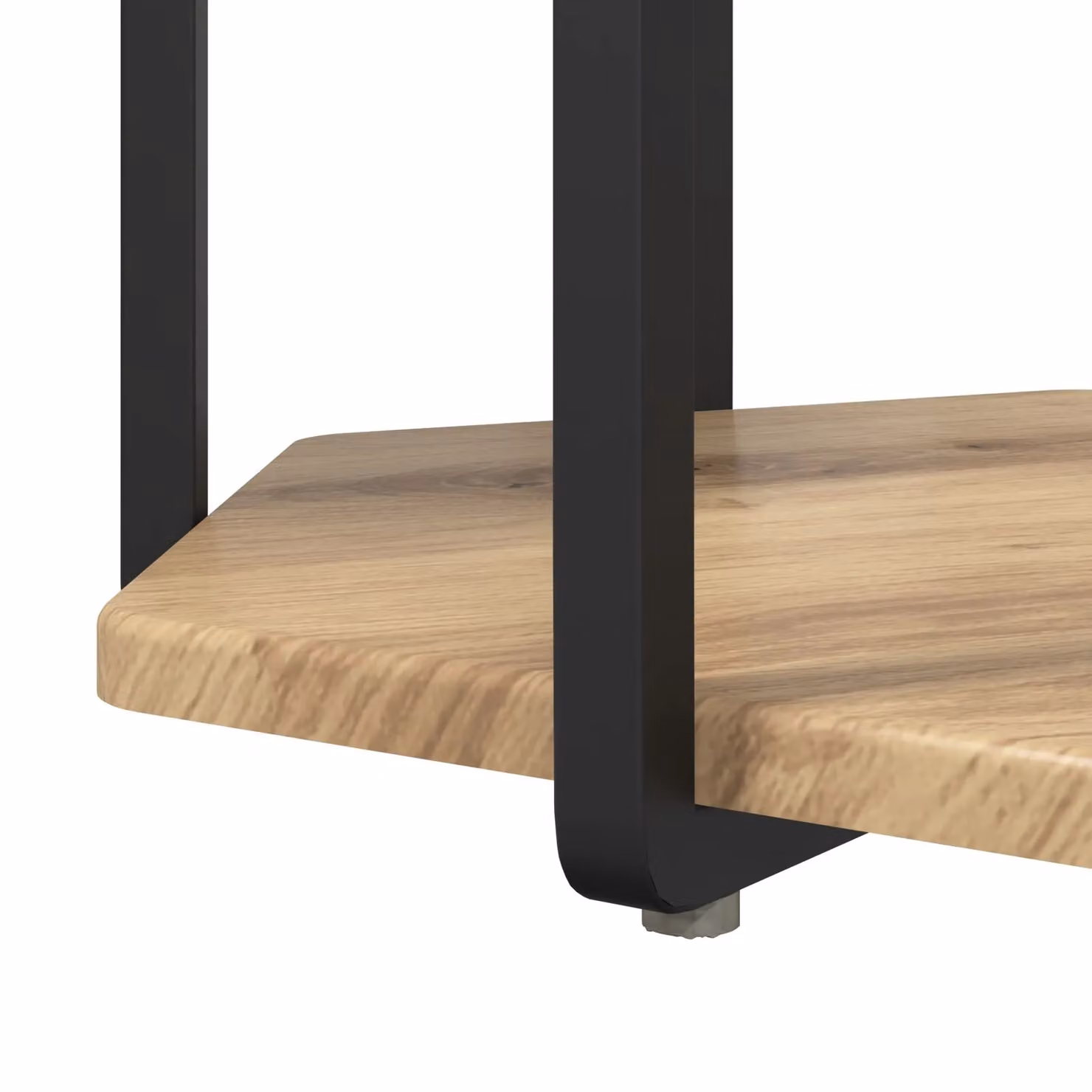 Berkfield Home Round Modern Coffee Table in Brown Oak and Metal – 3
