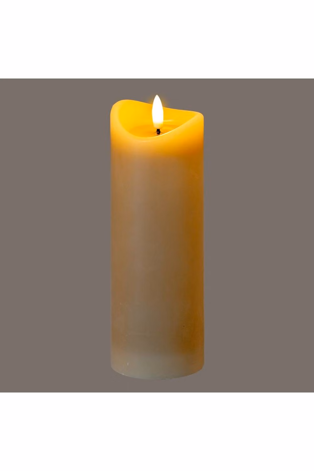 KDMD Luxe Collection Taupe Melted LED Pillar Candle with Flicker Effect, Beige, W/D/H: 6.985 x 6.985 x 20.32 cm – 2