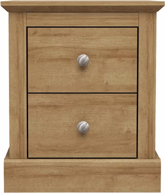 LPD Home Devon Modern Oak Bedside Cabinet in Brown