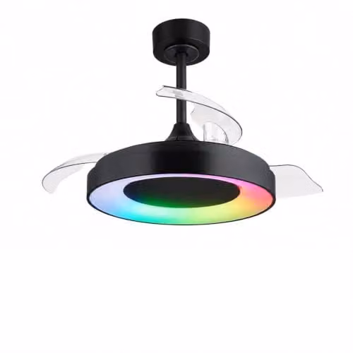 Netlighting Globo Lighting RGB LED Ceiling Fan with Remote Control, Grey, 40 W, 2400 Lm – 1