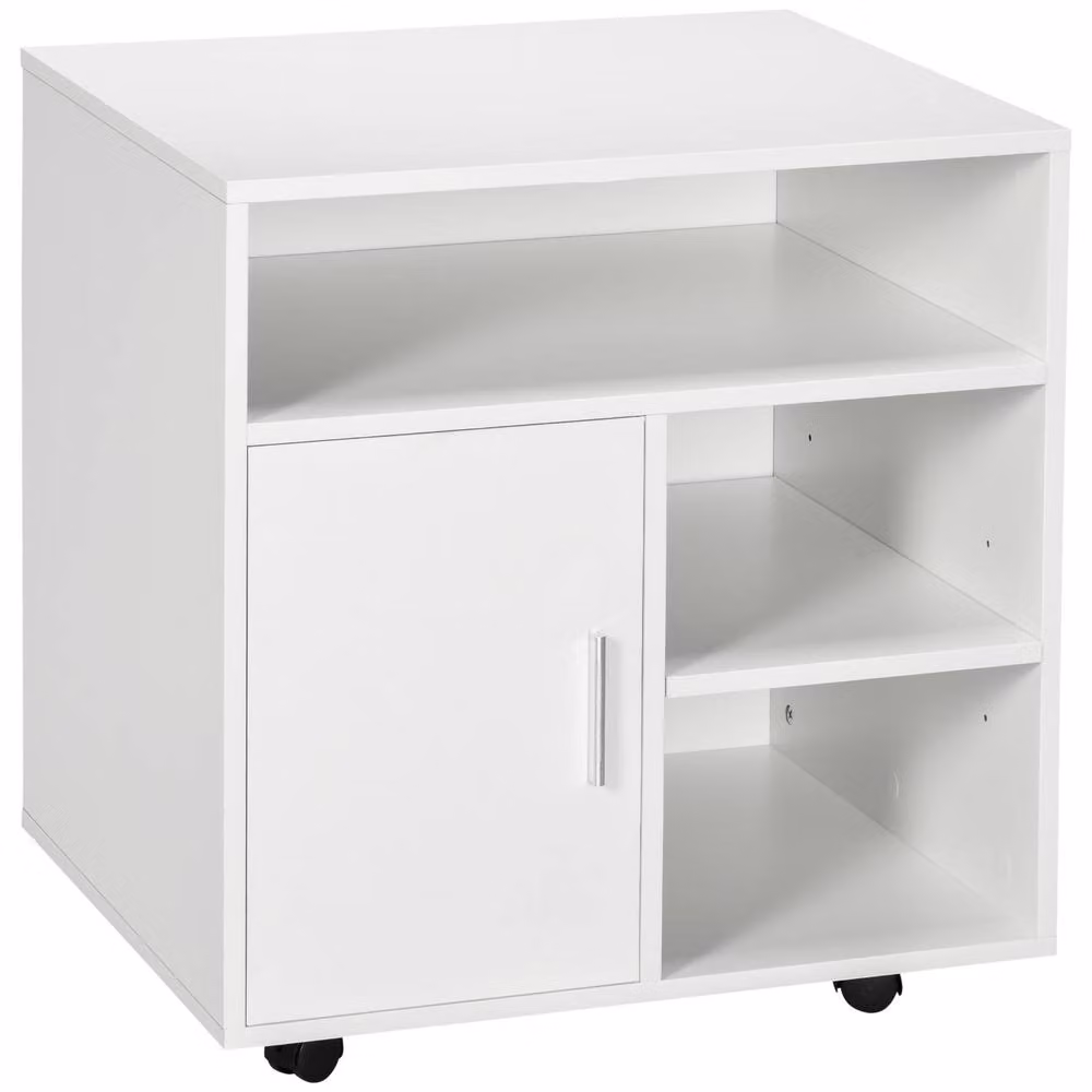 HOMCOM Multi-Storage Printer Unit with 5 Compartments in White – 2