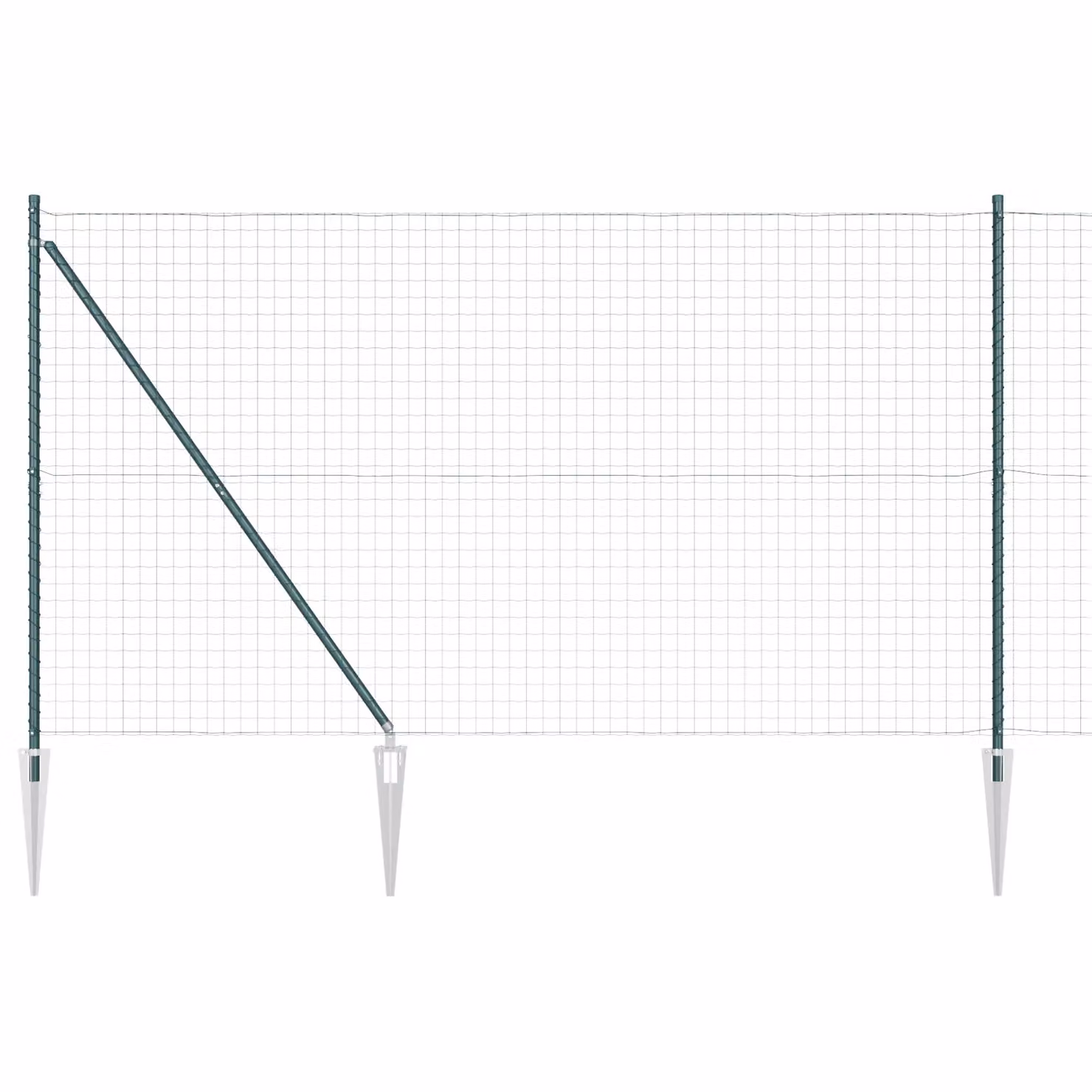 Berkfield Home Euro Fence with 7 Spike Posts, Galvanised Steel, Green and Silver, W: 10 m, H: 1.5 m – 2
