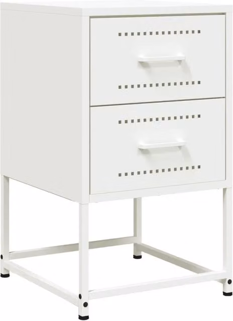 Berkfield Home White Metal Bedside Cabinet W/D/H: 36 x 39 x 60.5 cm