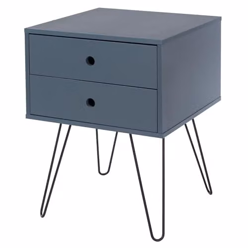 Core Products Telford 2 Drawer Bedside Cabinet in Blue, Grey and Black, W/D/H: 40 x 40 x 54 cm – 2