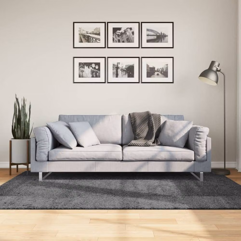 Berkfield Home Oviedo Short Pile Rug in Anthracite, W: 140 cm x L: 200 cm – 2