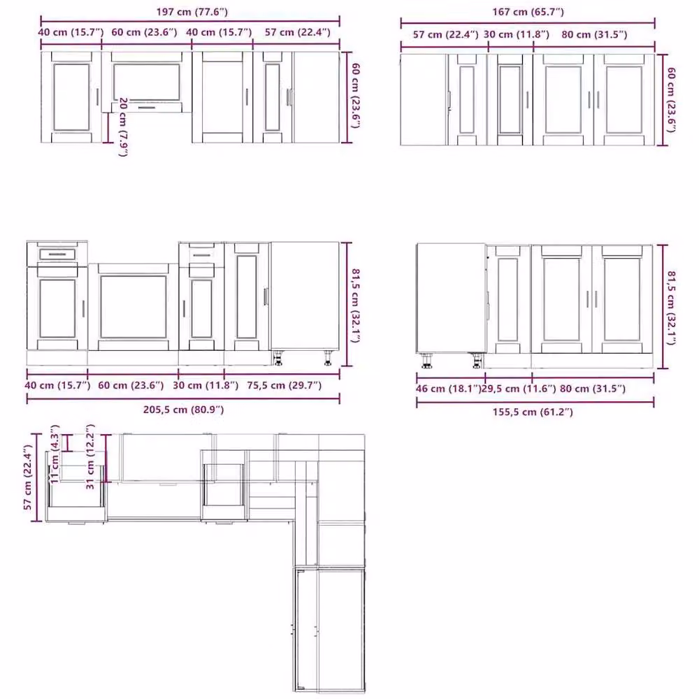 Berkfield Home 11 Piece Porto Black Modern Kitchen Cabinet Set in Engineered Wood – 4