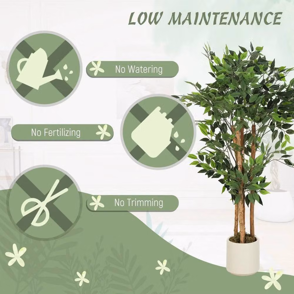 KORVIXA Green Artificial Ficus Tree, Height: 120 cm – 4