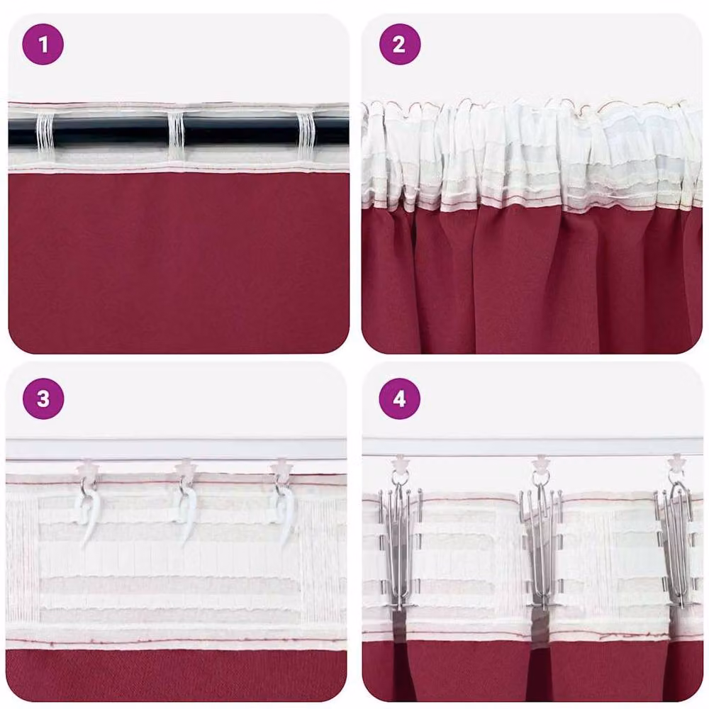 Berkfield Home Modern Opaque Polyester Curtains, 2 Pack, Red, H 245 x W 140 cm – 4