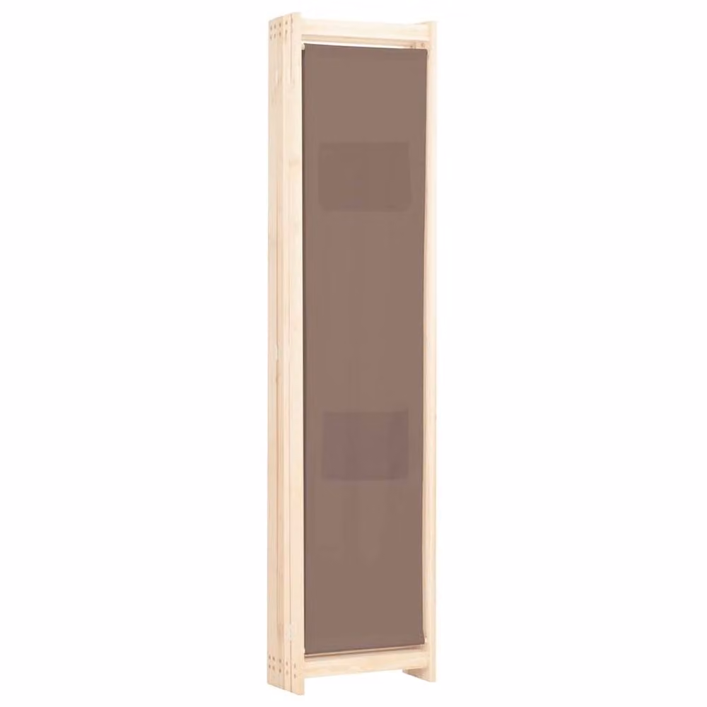 Berkfield Home Stylish 5-Panel Room Divider in Brown Fabric, W/H/D: 200 x 170 x 4 cm – 2