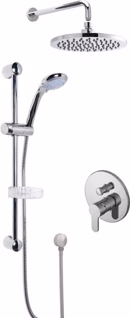 Balterley Concealed Manual Valve with Multi Function Slide Rail Kit and Arm Head in Silver